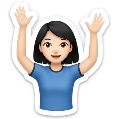 girl with black hair in short sleeves cheering going home sticker