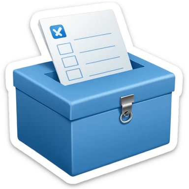 A paper blue box with a check in side sticker