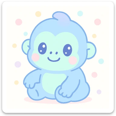 cute gorilla kawaii cartoon style sticker