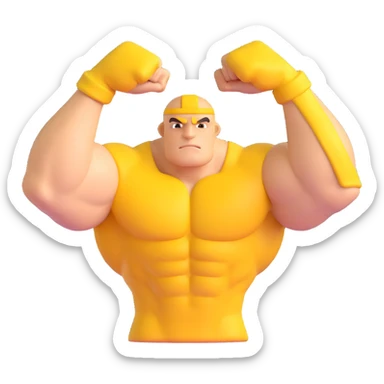 Yellow biceps, 3D emoji style, match the reference image. sticker