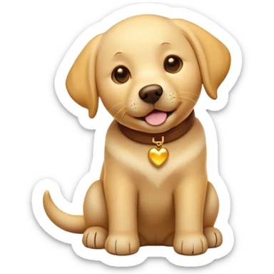 Cinematic Labrador Emoji, Warm and inviting, Playful and friendly design, rim lighting effect, soft golden and brown tones, Simplified yet expressive features, highly detailed, glowing with a cheerful golden glow, high shine, loyal and loving, stylized with a touch of charm, approachable and heartwarming, blending realism with warmth, soft glowing outline, clean and immaculate design, happy and energetic pose, capturing the essence of a Labrador's playful nature in an easily recognizable and captivating form, so lively it feels like it could wag its tail right off the screen! sticker