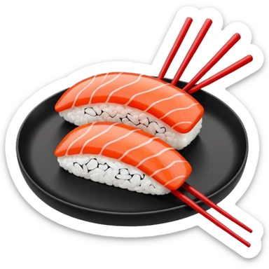 Japanese cuisine humanless avatar in minimalist emoji-style illustration. Sushi and chopsticks, clean lines, red white colors, flat design, calm and modern. sticker
