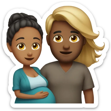 A pregnant woman with her husband  sticker