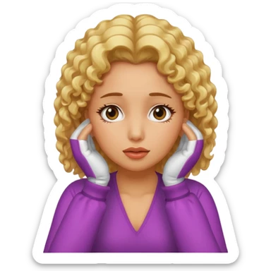 Face palm 80s girl long blonde hair with perm sticker