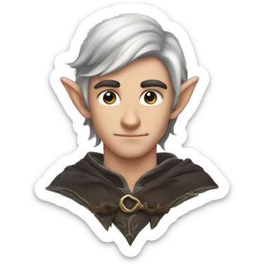 male elf fantasy dark hair sticker