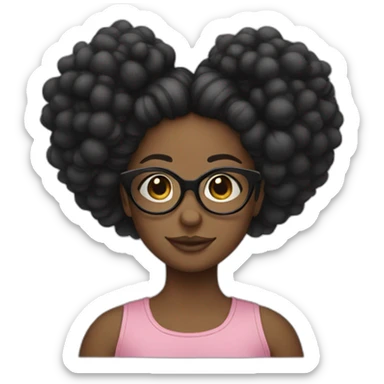 girl with 2 afro puffs and glasses sticker