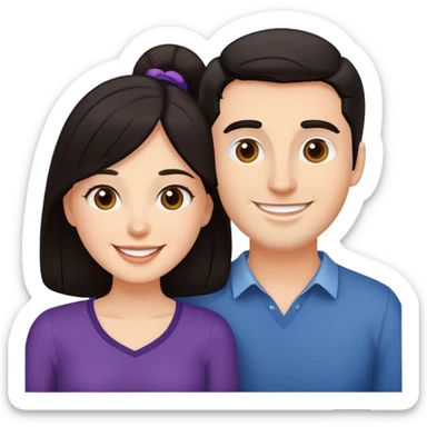 Happy Couple both with dark hair white people sticker
