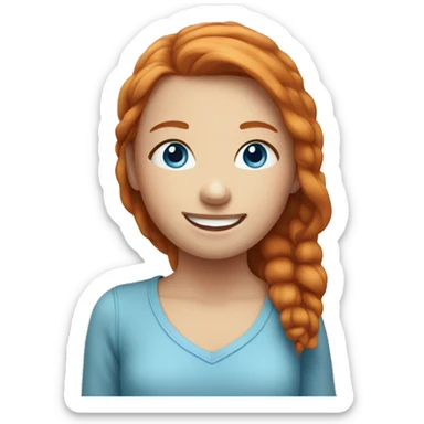 Smiling girl with blue eyes and ginger hair sticker