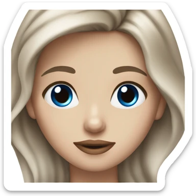 Long Brown hair white girl with blue eyes and rosy lips   sticker