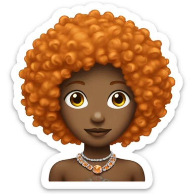 girl with orange afro and diamond chain sticker