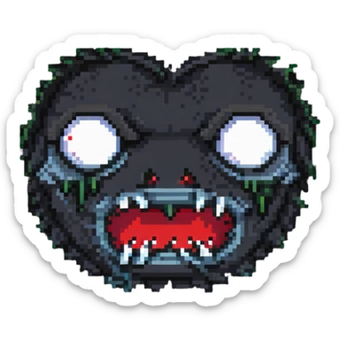horror sackface with jagged stitched mouth and one eye sticker