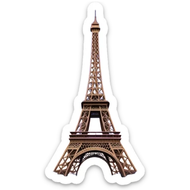 Cinematic Realistic Eiffel Tower Landmark Emoji, featuring the iron lattice structure illuminated against a twilight Parisian sky sticker