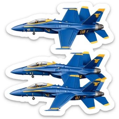 four US Navy Blue Angels f/a-18s performing diamond formation flight maneuver sticker