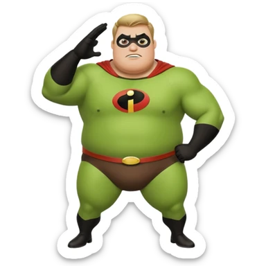 green fat mr incredible farting  sticker