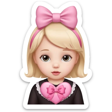 baby girl on a paper background with valentines day decor sticker