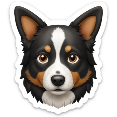 Border collie, cattle dog, black and white dots all over the face and black ears sticker