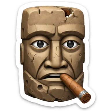 Blocky Easter island head smoking cigar sticker