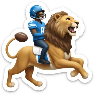 Riding a lion wearing a Detroit Lions helmet  sticker