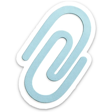 soft pastel tiny paperclip icon in gentle blue, paper craft style sticker