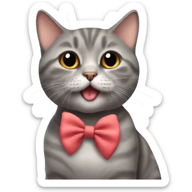 British Short Hair Cat with a bow giving kisses sticker