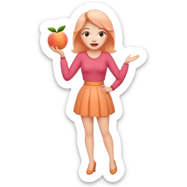 Excited pursed lip full body emoji with peach instead of waist sticker