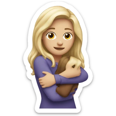The woman blonde hugs the girl with brown hair  sticker