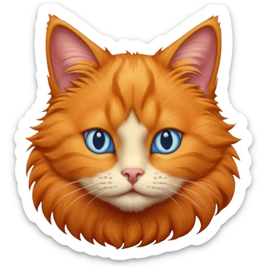 a ginger cat with blue, cunning eyes sticker