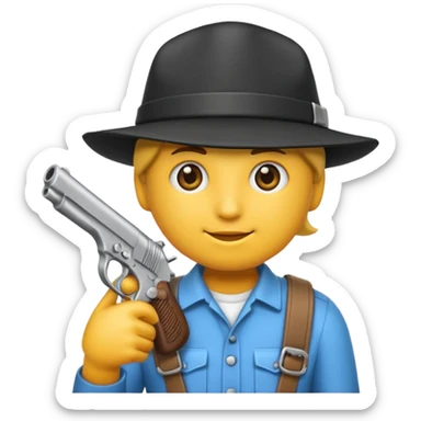As un emoji blanco con una gorra y una garrafón un pistola  sticker