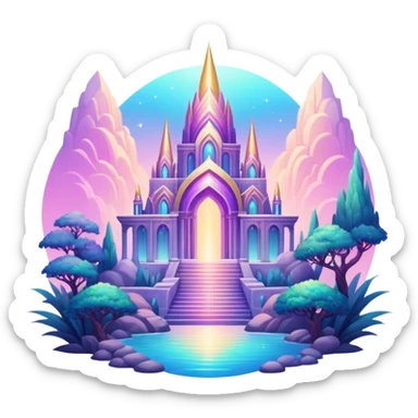 Epic divine legendary complex detailed iridescent gradients aesthetic-scenery-Decorations sticker