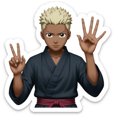 sukuna from jujutsu kaisen making malevolent shrine hand sign sticker