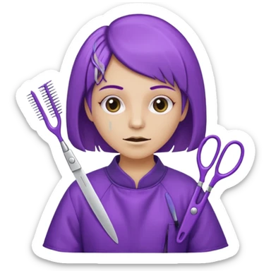 purple skinned mutant hairdresser sticker