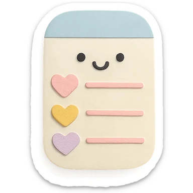 soft pastel kawaii rounded to-do list with pastel hearts as checkboxes in paper craft style sticker
