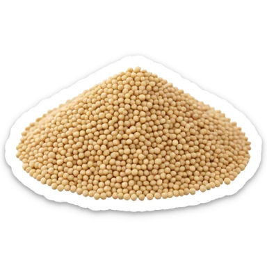 small pile of uncooked quinoa, tiny round grains, ivory, pale yellow, beige, dry and smooth, semi-glossy, natural matte, 3D-rendered, minimal, no faces sticker