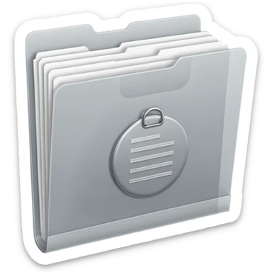 A minimal emoji-style icon of this frosted light-gray plastic folder with elastic closure, closed, with a small clean tax/forms symbol on the front (stacked papers or checklist icon), subtle shading, and a neutral, administrative, organized vibe. sticker