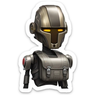bounty hunter protocol droid wearing backpack and saddlebags sticker