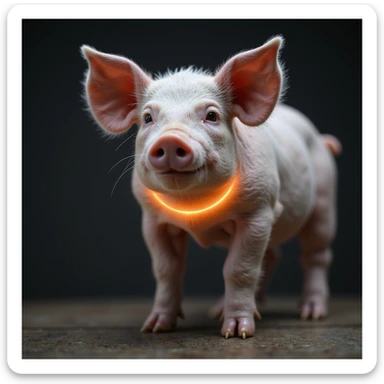 pig with the thyroid area indicated by a glowing halo or colored outline on the neck, rest of the body normal, white background, clean didactic style, hyperrealistic 4K sticker