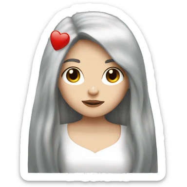 Pale girl with long black hair send kiss sticker
