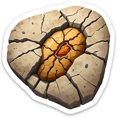 3D render of Coprolite, embedded in a chunk of rough sedimentary rock, cracked stone texture, ancient fossil aesthetic, petrified brown and grey speckled stone texture, matte dry finish, Apple emoji style, isolated on white background --v 6.0. sticker