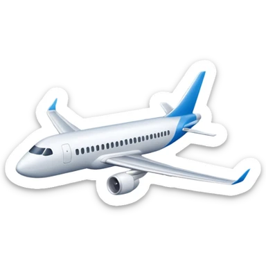Draw a commercial passenger airplane flying above clouds in clear blue sky. sticker