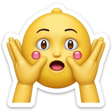 Yellow emoji doing choking emote with hands sticker