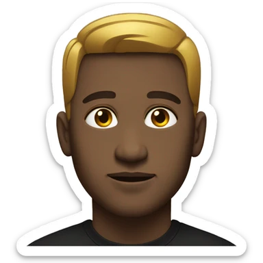 casual portrait of a male in black shirt with gold chain and short hair with a fade sticker