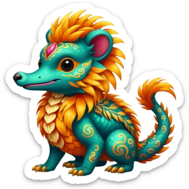  exotic tropical ornate furry Asian painted cyber-Sleuth-Loyd-Garmaddon-Litten-Linoone-Noibat-Fakémon-Pokémon-Vernid-creature sticker