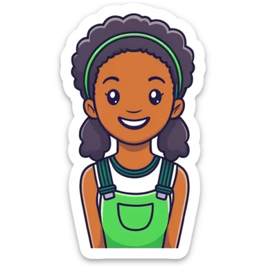 black girl with green braces on her teeth smiling sticker
