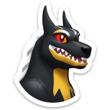 Black Cool Edgy Nargacuga-Houndoom-Garchomp Fakémon  with White and Red and yellow and black Edgy markings sticker