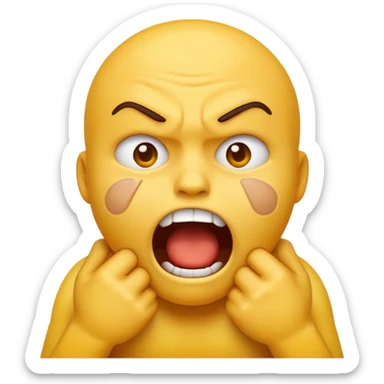 yellow emoji choking himself out in anger sticker