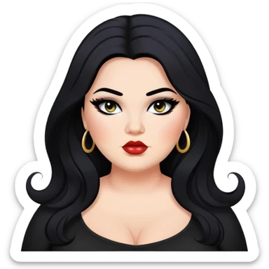 big plus size, long hair, baddie,pretty, makeup, black eyeliner, long hair sticker