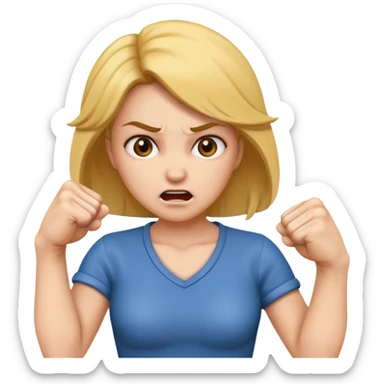 Mad woman showing her fist towards me  sticker