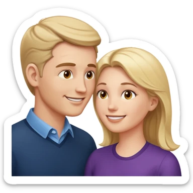 a person chatting up another person, one white male, one white woman facing each other talking sticker