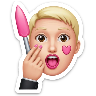 emojis face biting fresh pink acrylic pointer finger nail  sticker