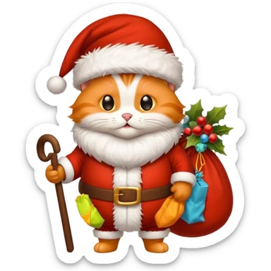 A cat dressed as Santa Claus and New Year 2026 sticker